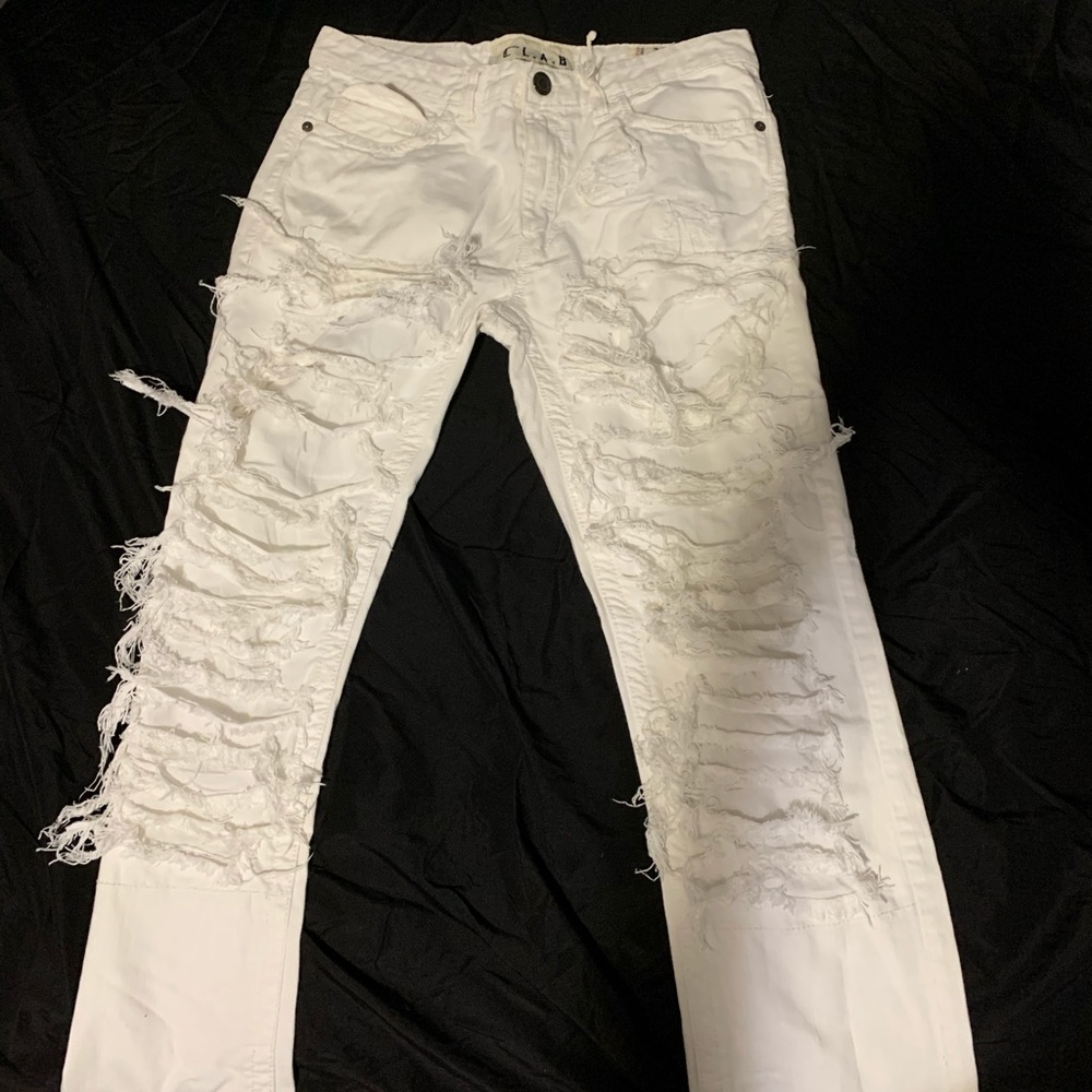 White Ripped Pants 30x30
